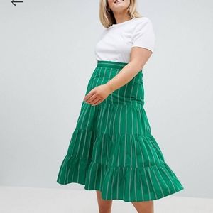 Green tiered cotton skirt